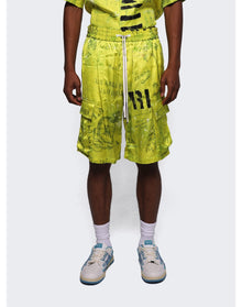 Amiri | Men | Army Stencil Cargo Shorts | Lime Green