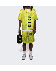 Amiri | Men | Army Stencil Cargo Shorts | Lime Green