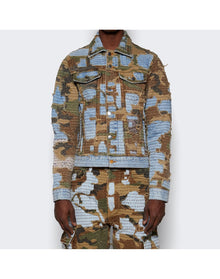 Amiri | Men | Boro Repair Trucker Jacket | Indigo