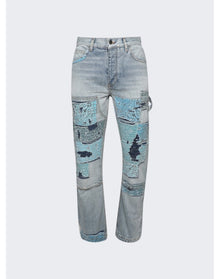 Amiri | Men | Patchwork Bandana Carpenter Jean | Blue