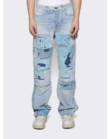 Amiri | Men | Patchwork Bandana Carpenter Jean | Blue