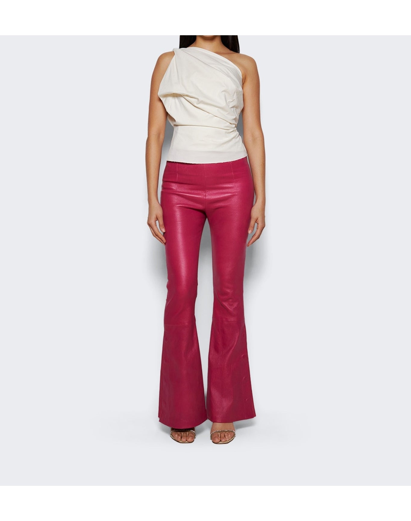 Amiri | Women | Flare Leather Leggings | Fuchsia Pink