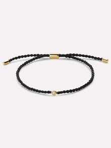 Carter Black Cord Bracelet | 10K Yellow Gold | 0.06 CTW Diamonds