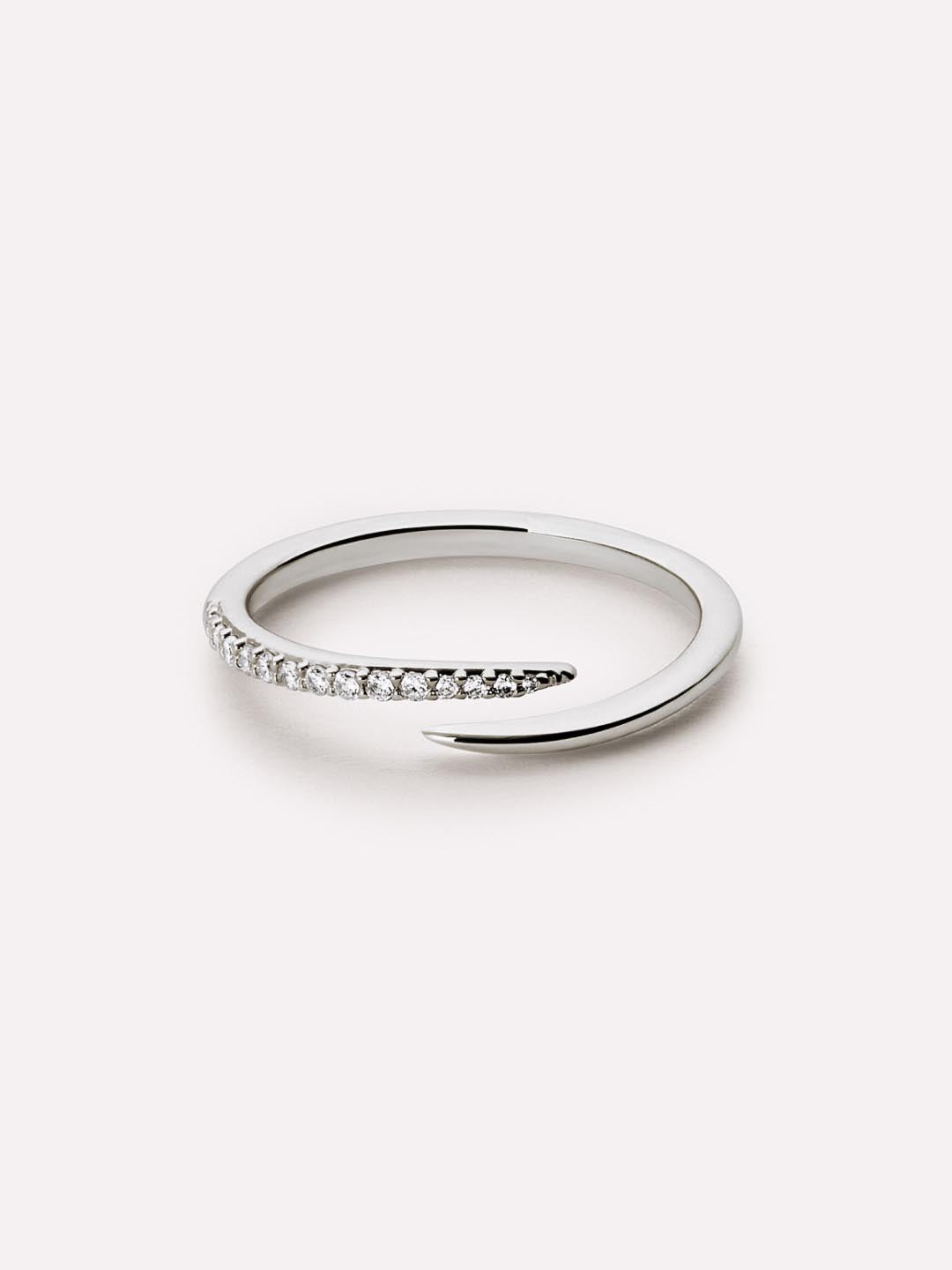 Oren Bypass Ring | Rhodium on Brass | Cubic Zirconia
