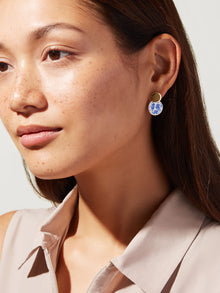 Mini Kinoko Earrings | 14K Gold on Brass | Marble Blue Enamel