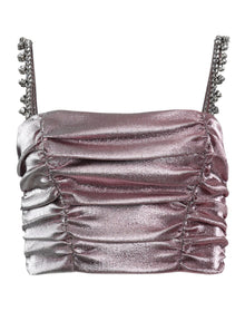Area | Women | Crystal Spike Ruched Top | Pink x Silver