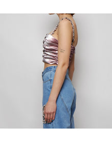 Area | Women | Crystal Spike Ruched Top | Pink x Silver