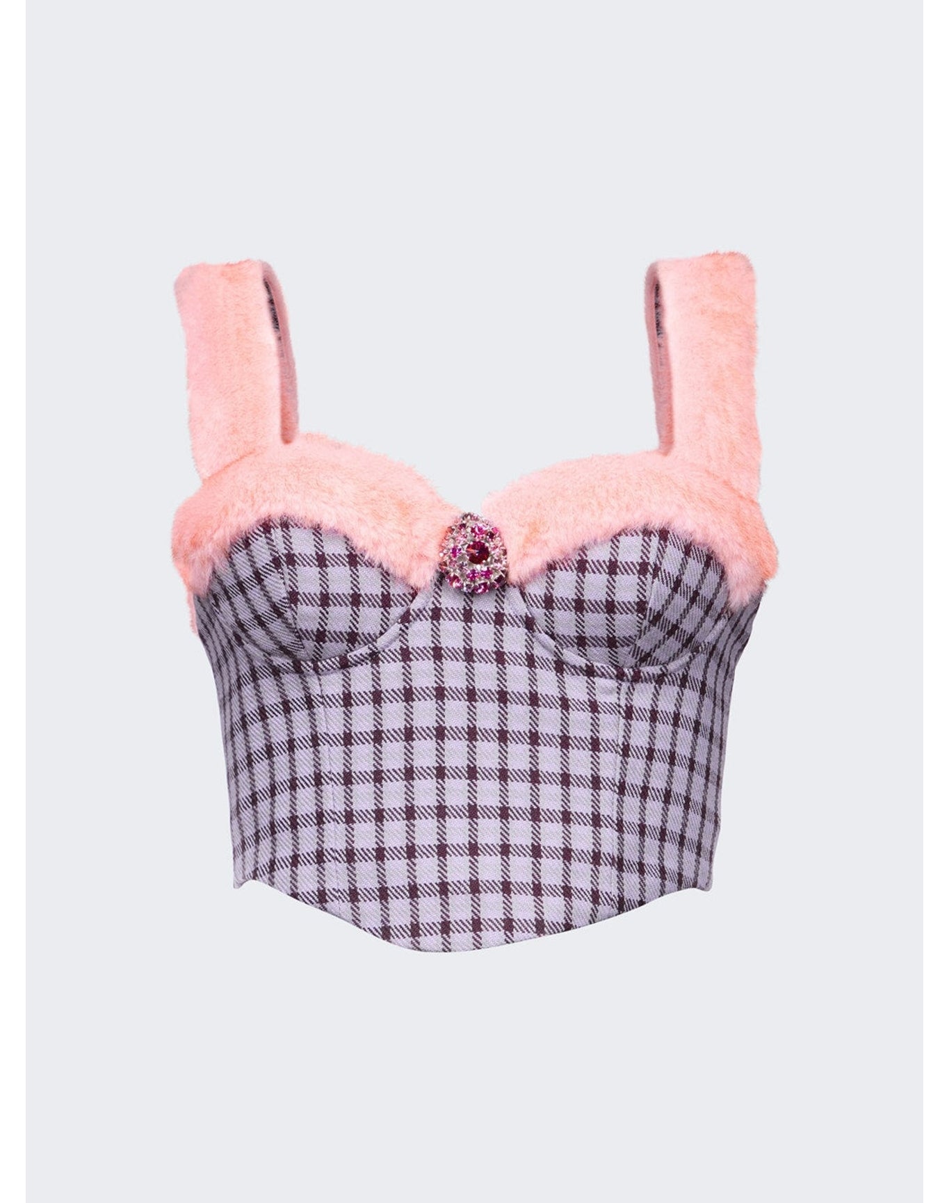 Area | Women | Faux Fur Trim Bustier Top | Lilac