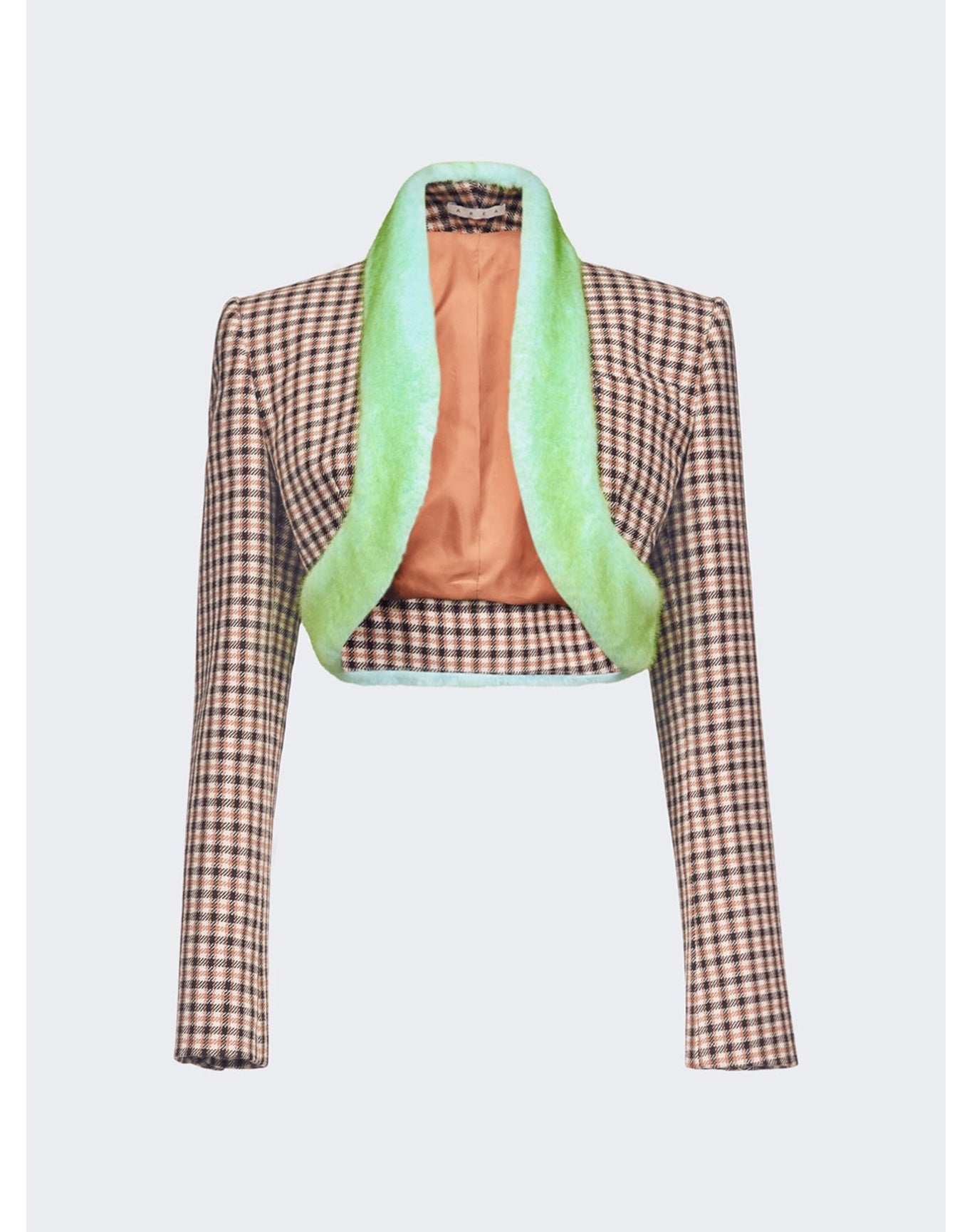 Area | Women | Faux Fur Trim Cropped Blazer | Caramel