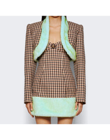 Area | Women | Faux Fur Trim Cropped Blazer | Caramel