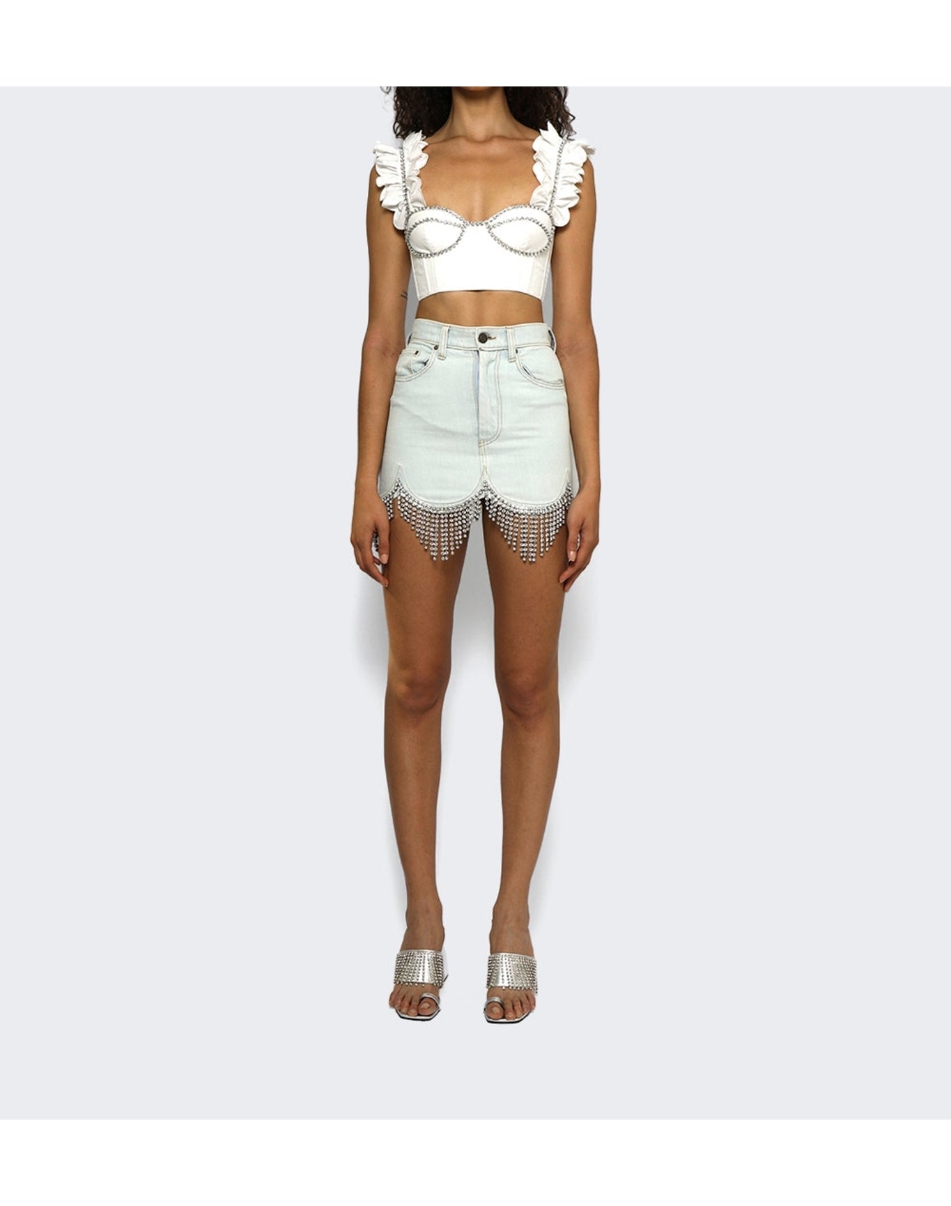 Area | Women | Poplin Ruffle Bustier | White