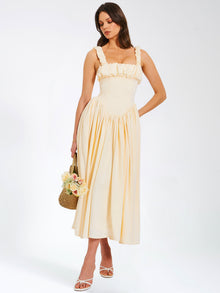 Noreen Satin Drop Waist Maxi Sundress | Egg White