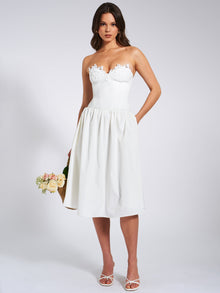 Rowan Lace Drop Waist Corset Sundress | White
