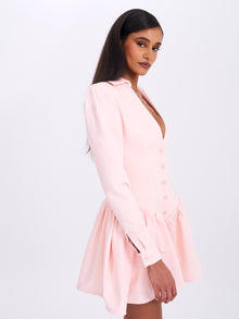 Xabrina Macaron Long Sleeve Shirt Mini Dress | Pink