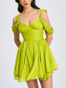 Frani Layered Mesh Mini Dress | Olive Green