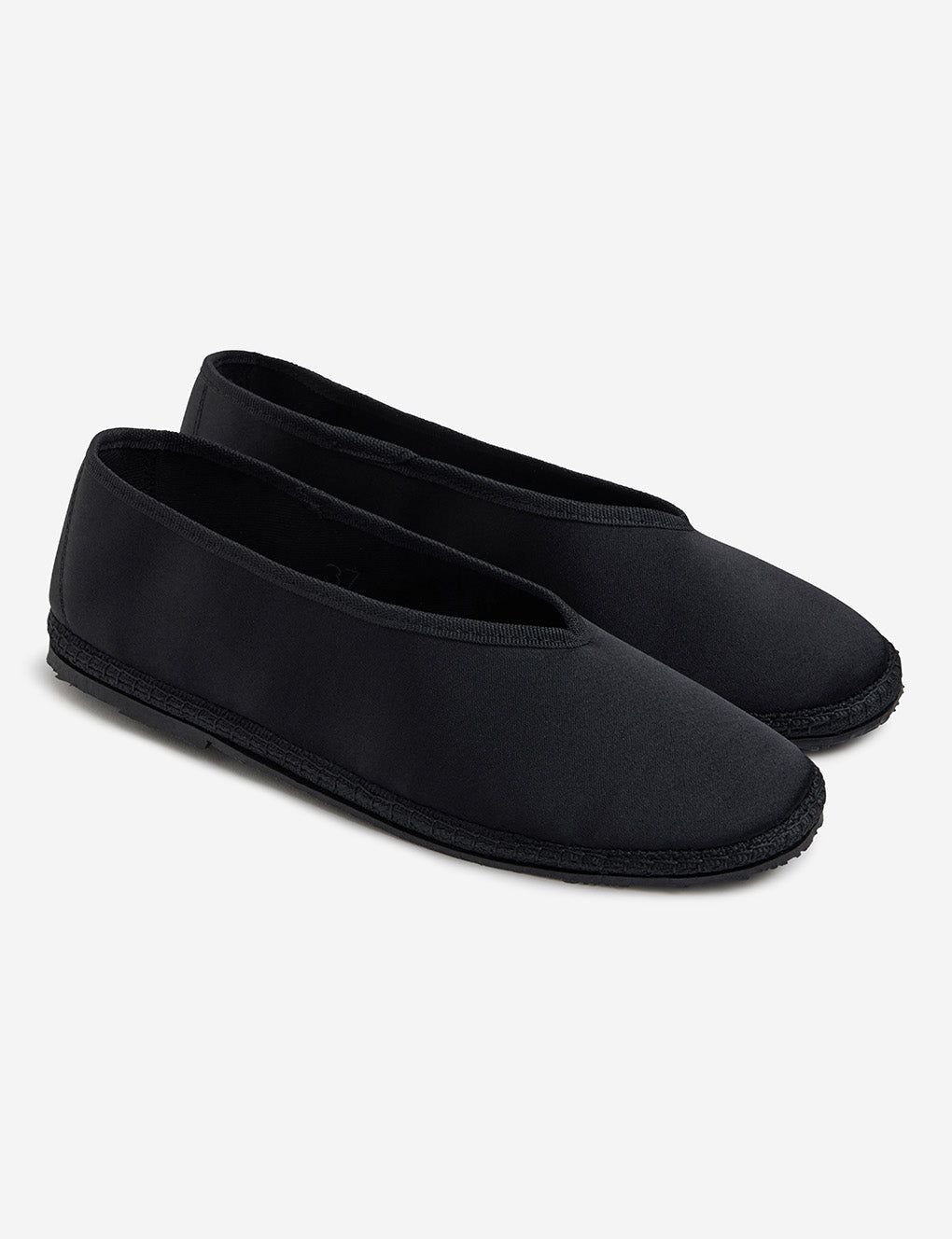 Womens | The Cassio Flat in Duchess Satin | Black