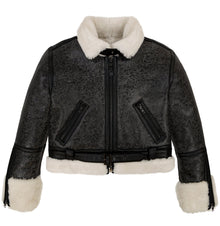 Cropped Shearling Jacket | Antique Black