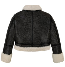 Cropped Shearling Jacket | Antique Black