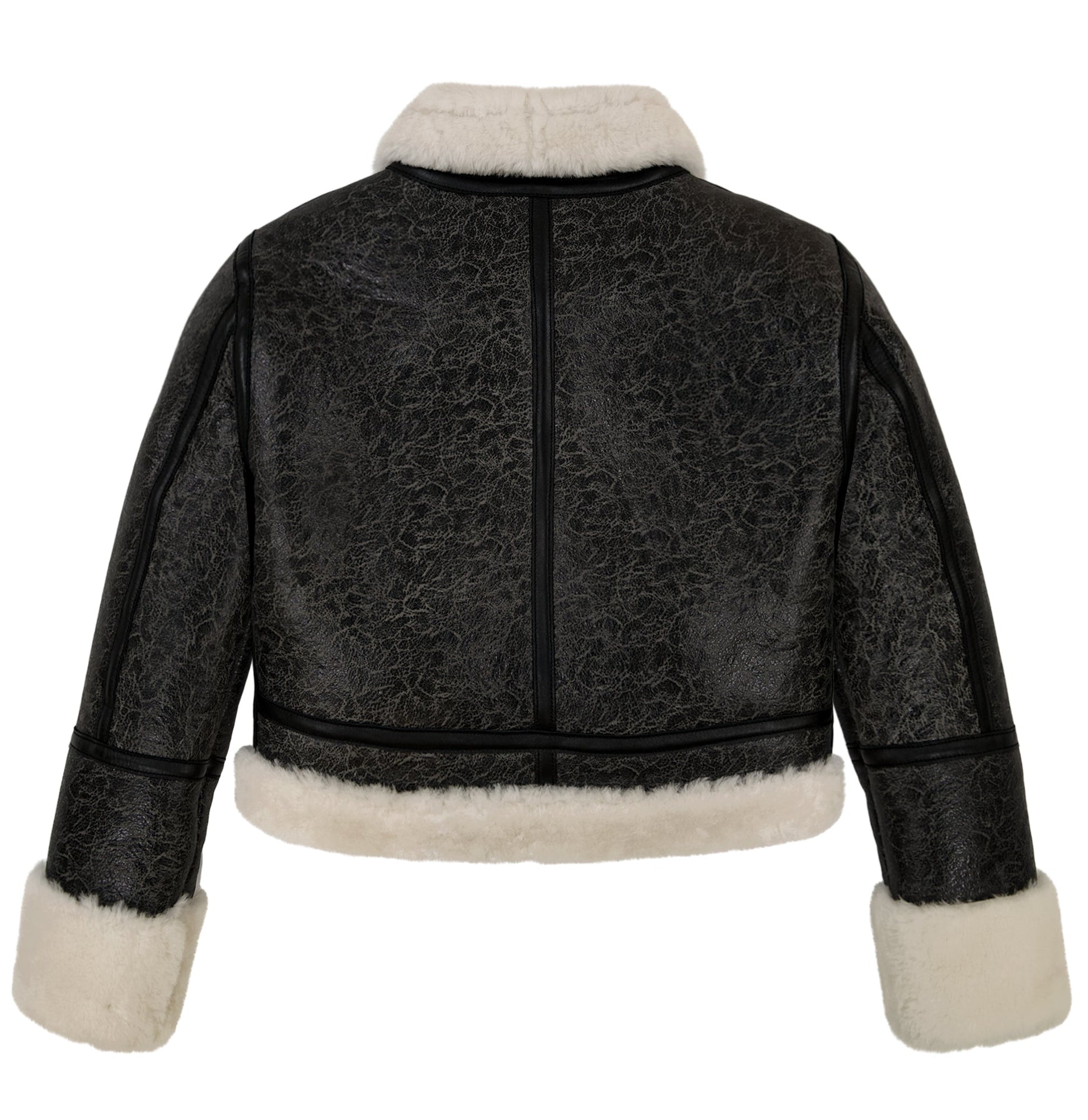 Cropped Shearling Jacket | Antique Black