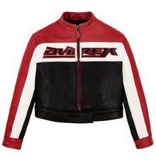 Cropped Colorblock Moto Jacket | Salvage Red