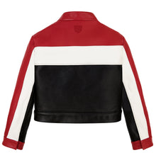 Cropped Colorblock Moto Jacket | Salvage Red