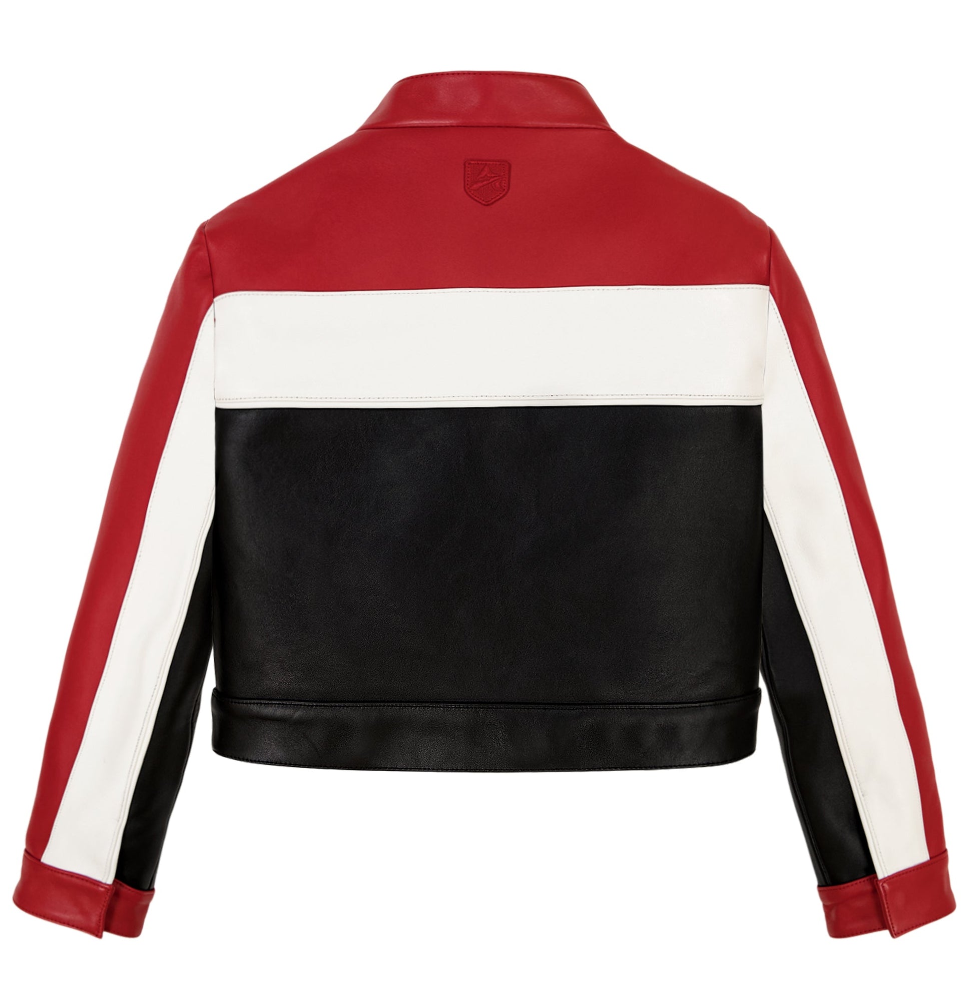 Cropped Colorblock Moto Jacket | Salvage Red