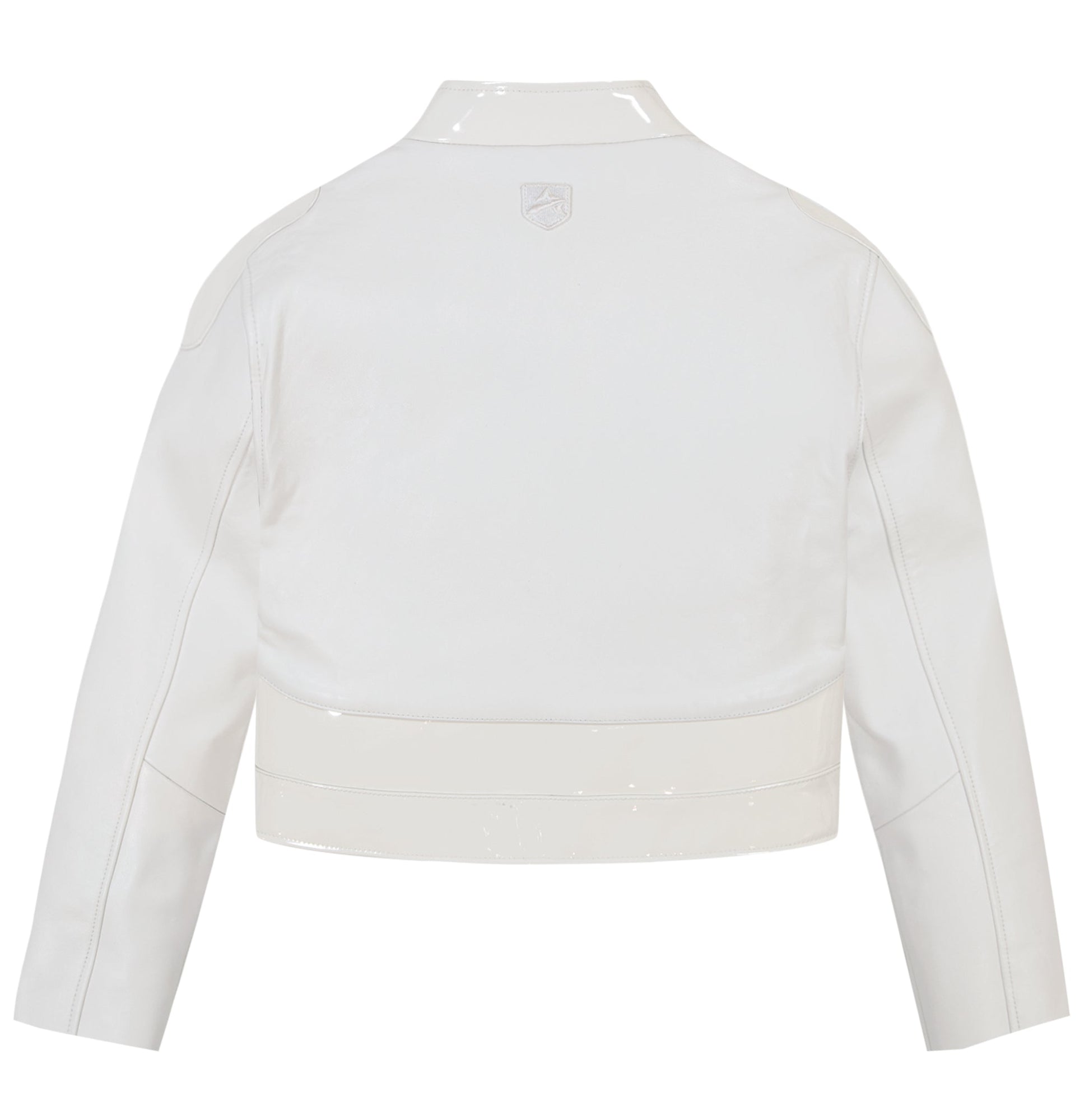 Cropped Patent Leather Moto Jacket | Snow White