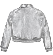 Limited Edition Cropped Metallic Icon Jacket | Silver