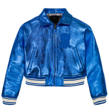 Limited Edition Cropped Metallic Icon Jacket | Electric Blue
