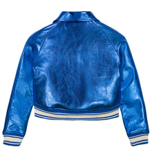 Limited Edition Cropped Metallic Icon Jacket | Electric Blue