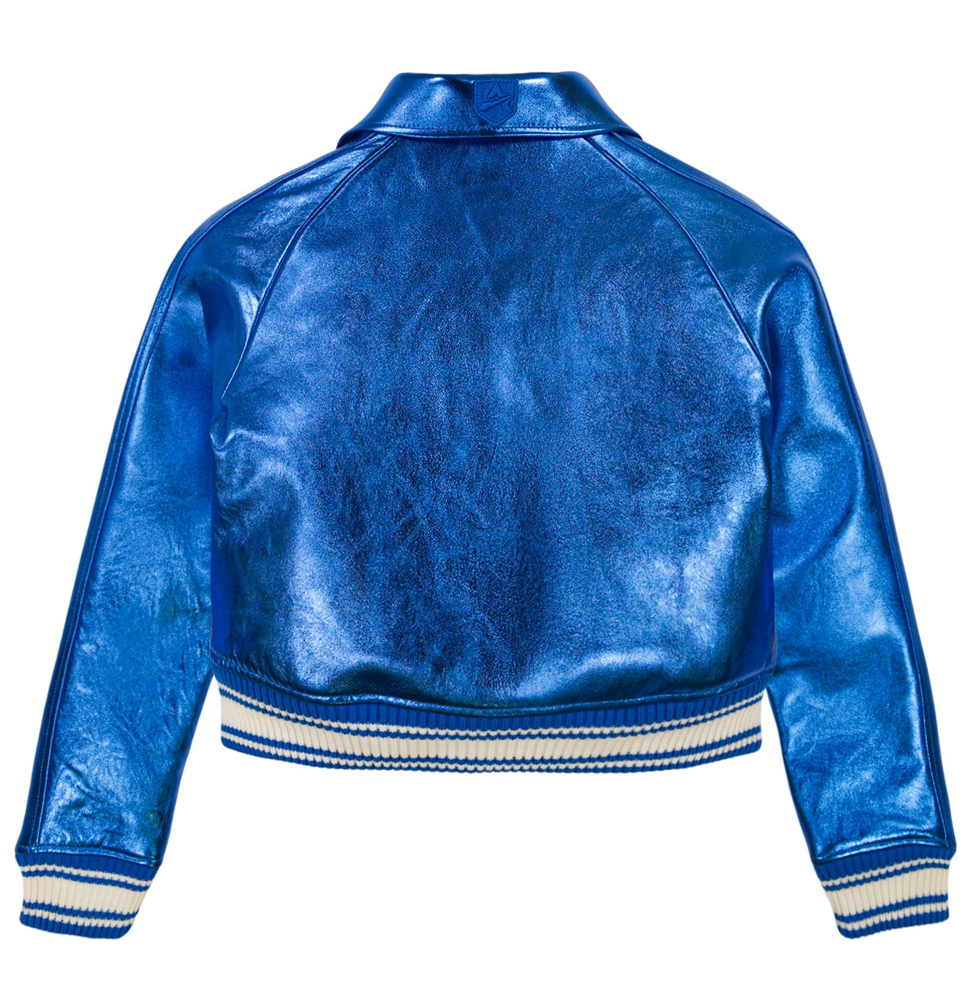 Limited Edition Cropped Metallic Icon Jacket | Electric Blue