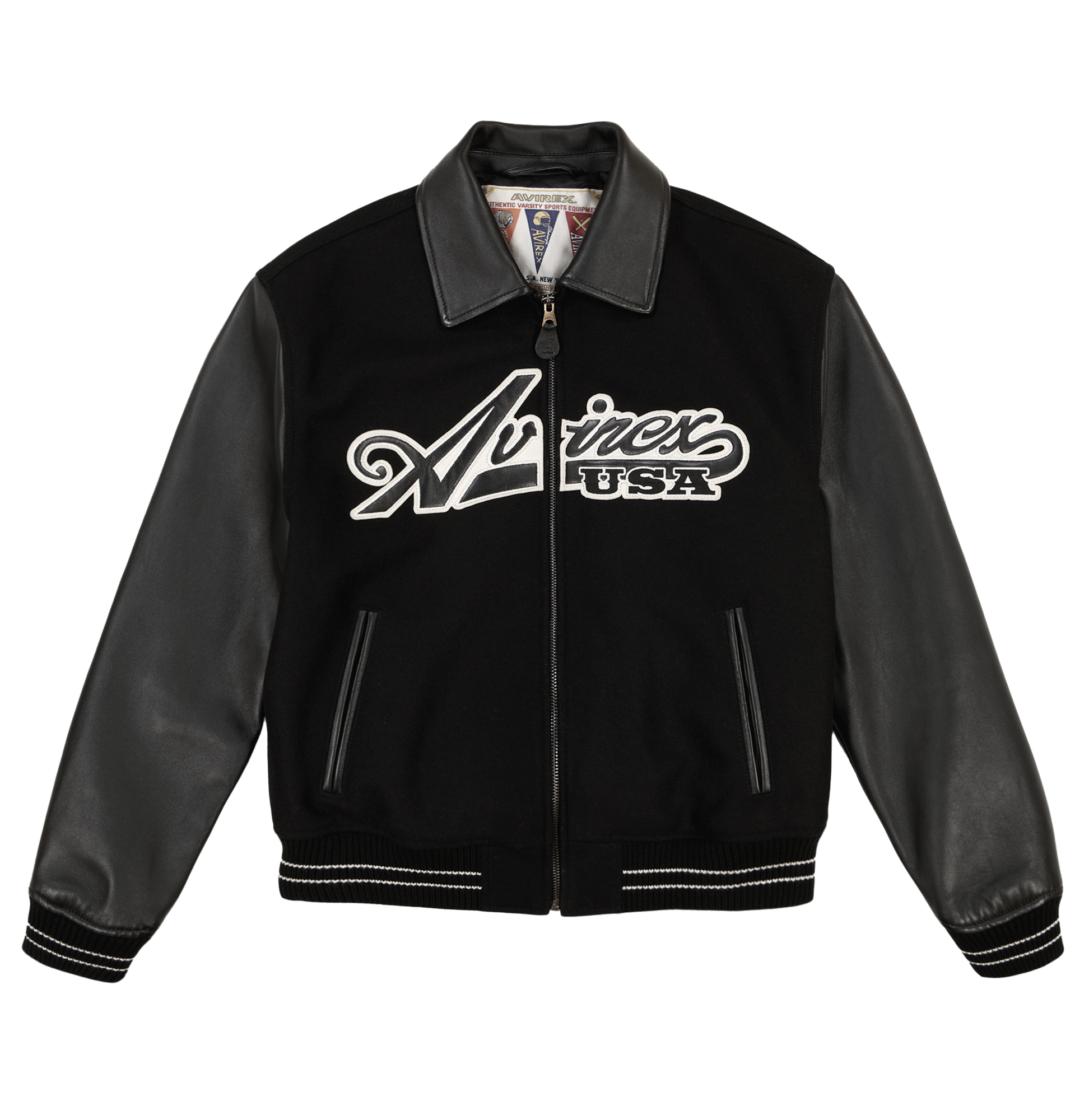 Script Wool Leather Jacket | Black