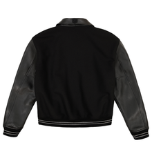 Script Wool Leather Jacket | Black