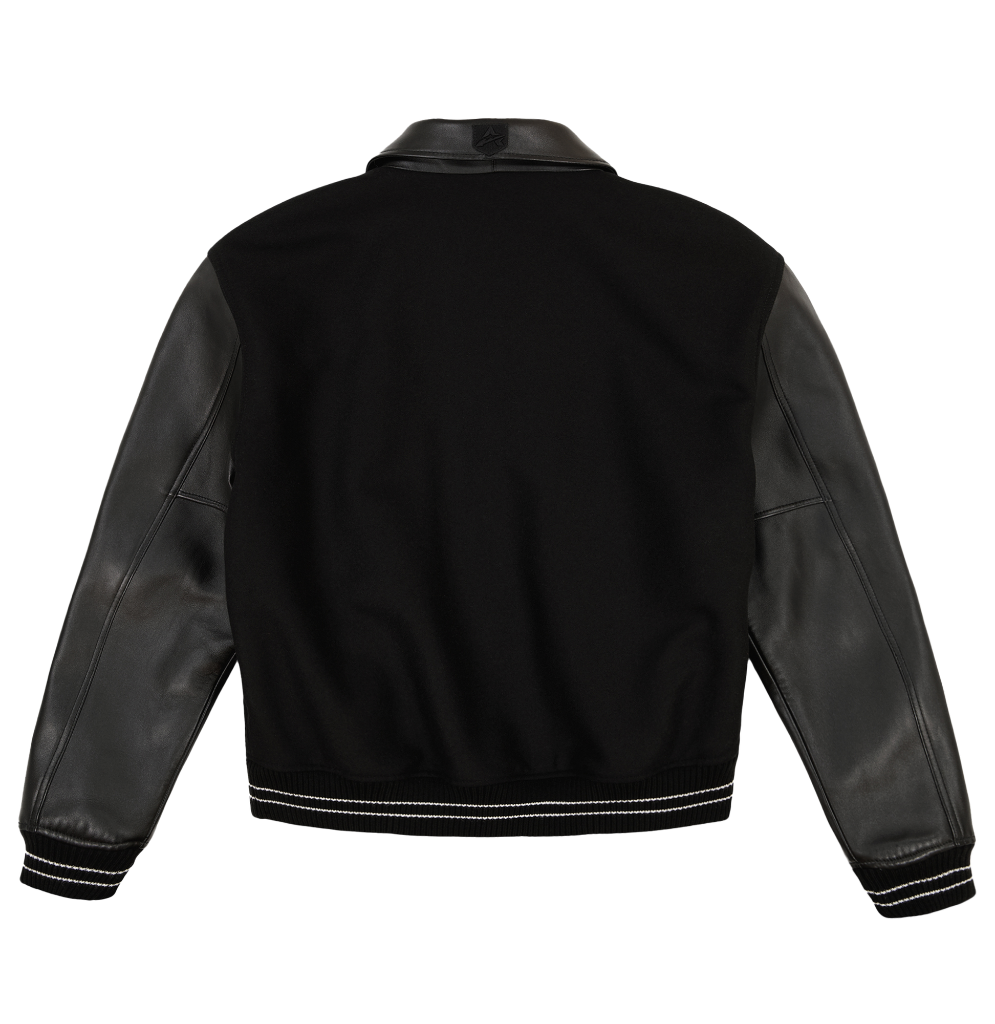 Script Wool Leather Jacket | Black