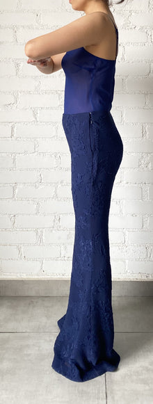 Viscose Georgette Jacquard Pants | Navy