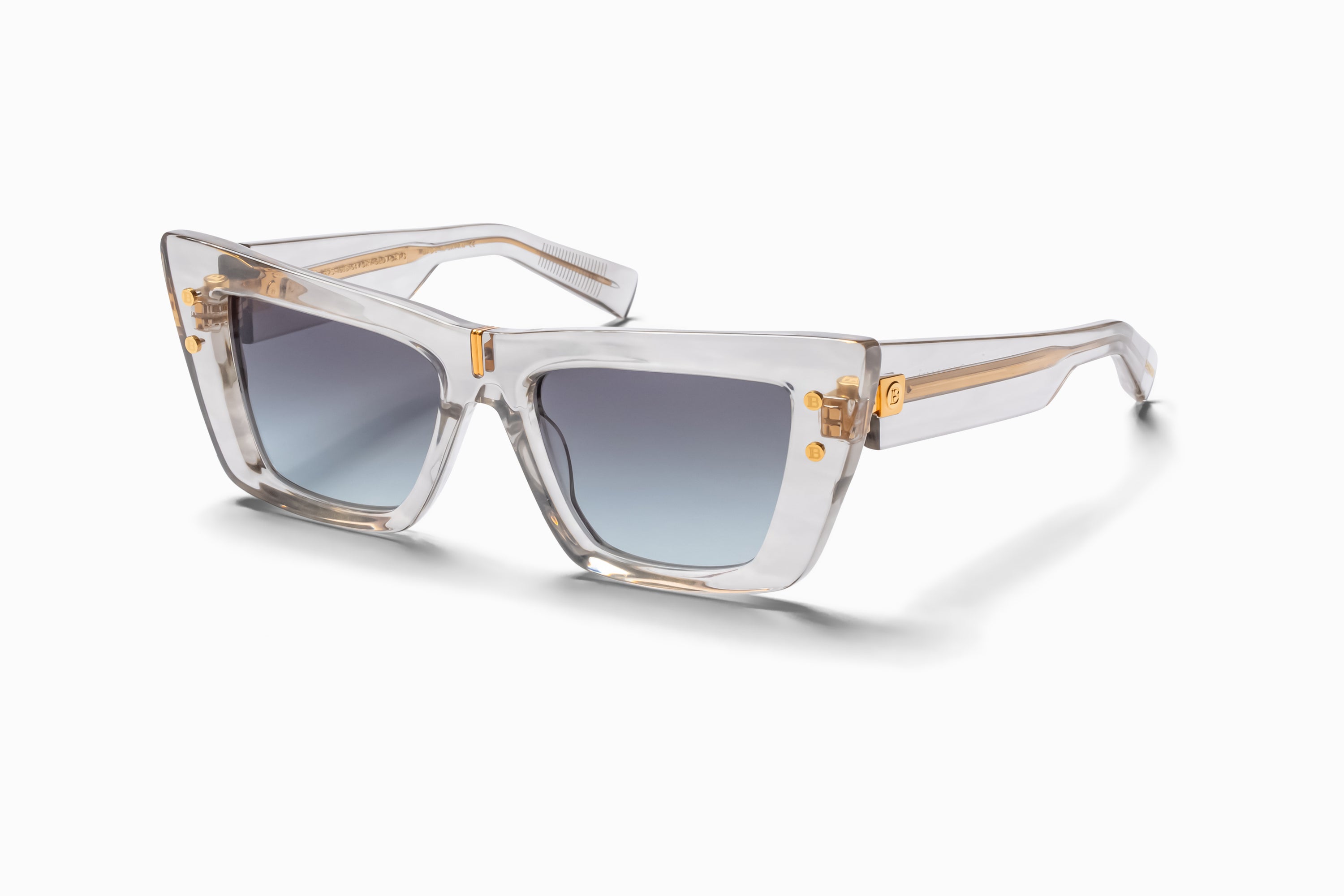 Womens | B - Eye Sunglass | Crystal Grey with gold flakes - Gold | Dark Grey Gradient