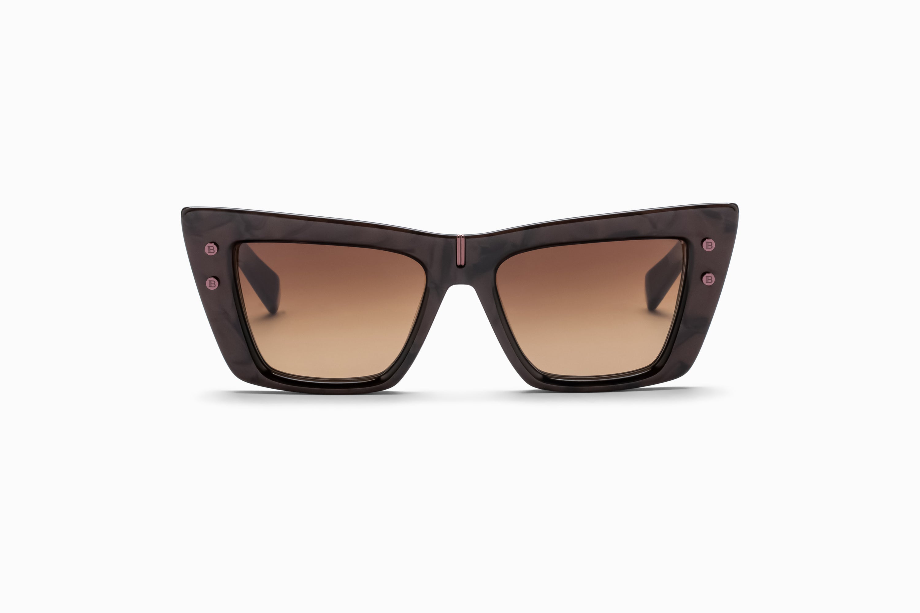Womens | B - Eye Sunglass | Leather Brown - White Gold | Dark Brown Gradient
