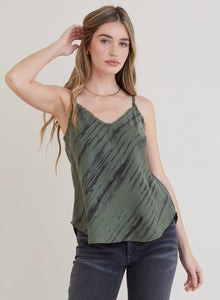 Frayed Tencel Cami | Fernwood Stripe