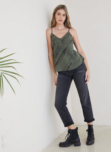 Frayed Tencel Cami | Fernwood Stripe