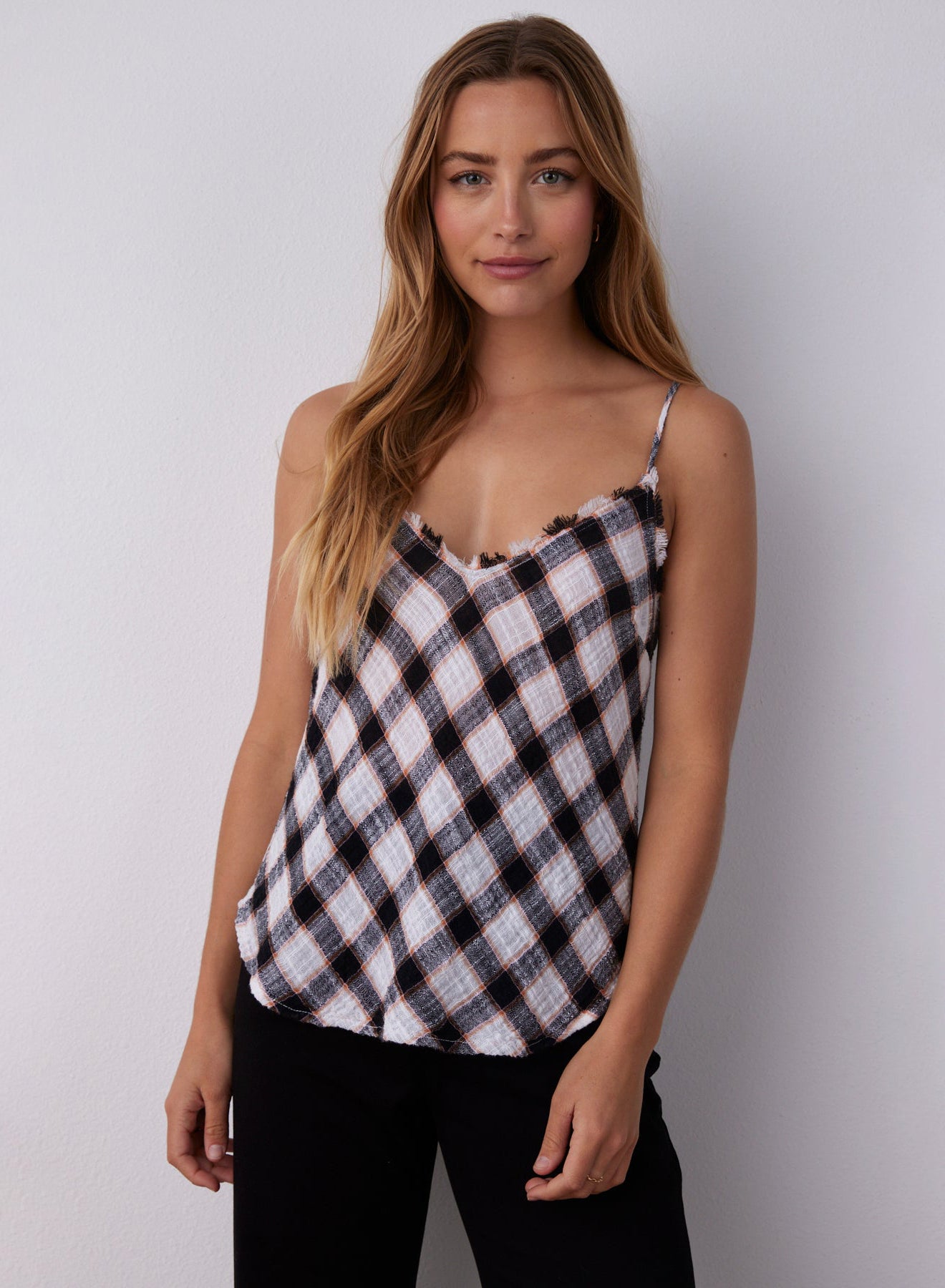 Frayed Cami | Black & White Check