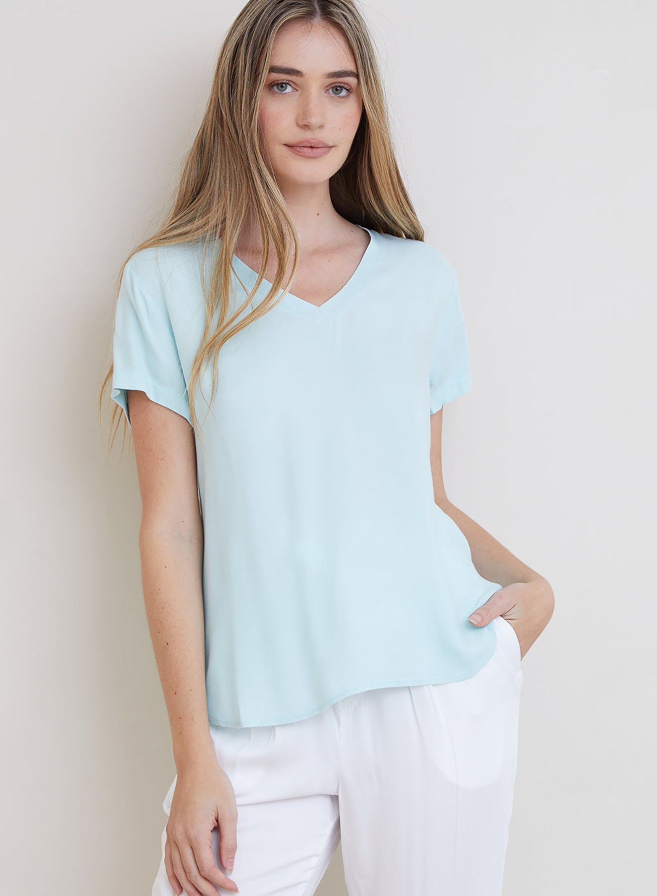 V-Neck Tee | Sea Foam