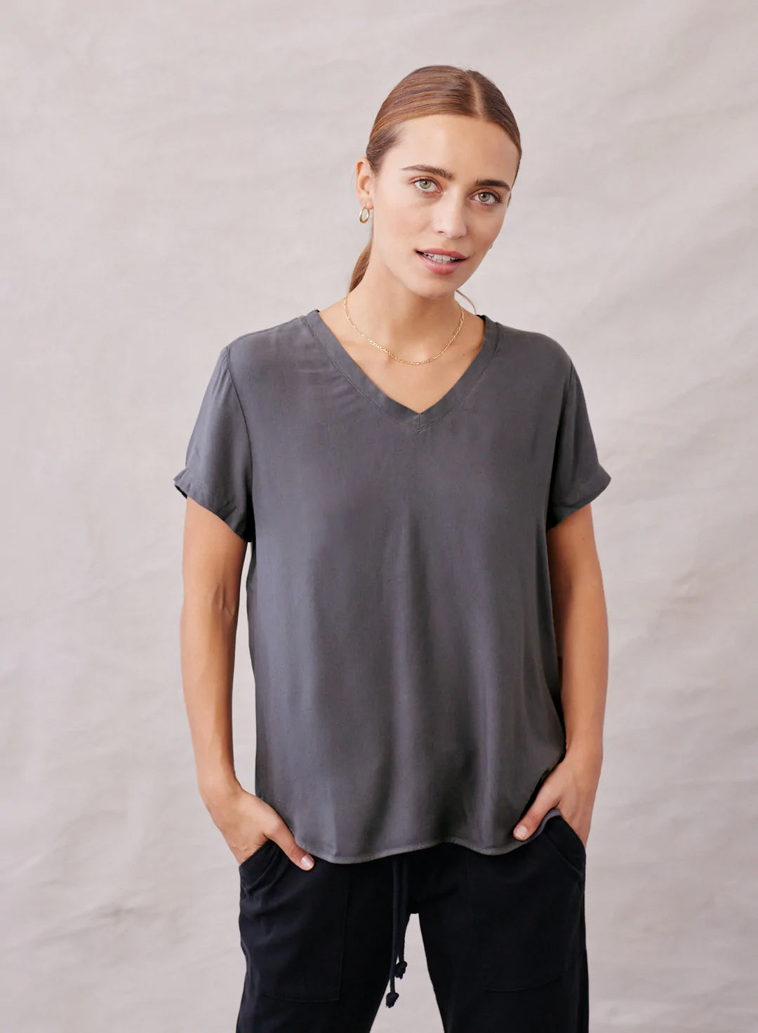V-Neck Tee | Silver Storm