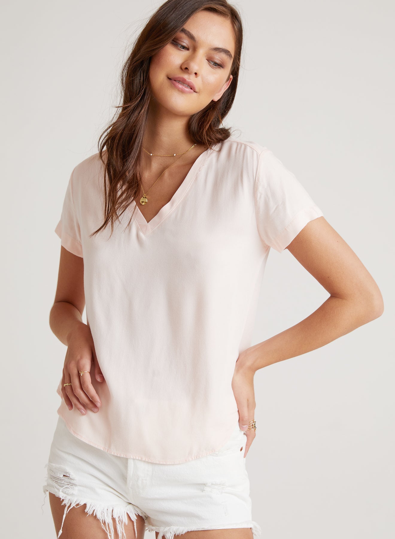 V-Neck Tee | Sunset Coral