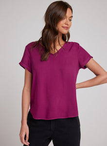 V-Neck Tee | Dark Magenta