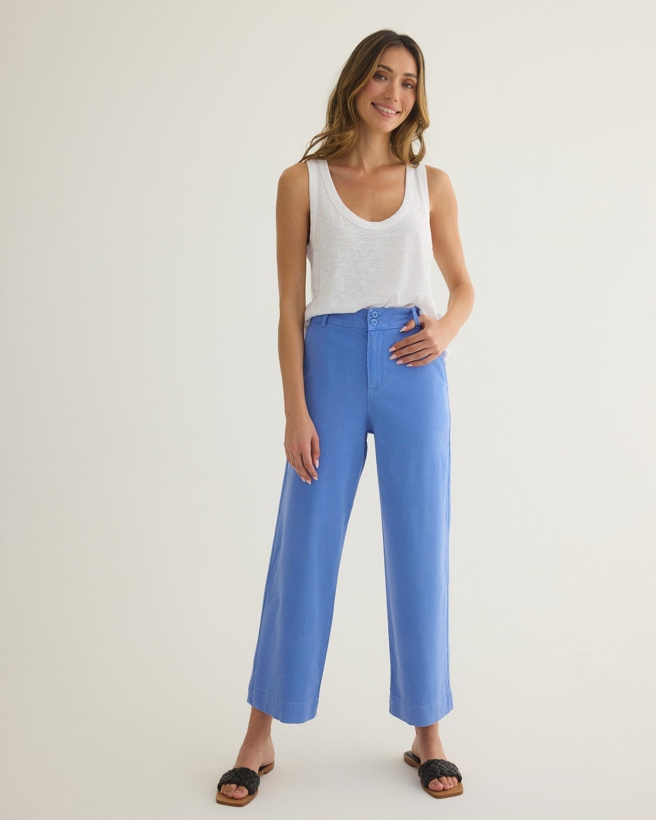 Saige Wide Leg Crop | Portofino Blue