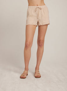 Frayed Hem Pocket Short | Soft Tan