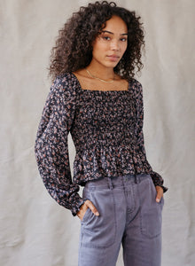 Paisley Long Sleeve Smocked Top | Autumn Floral Print