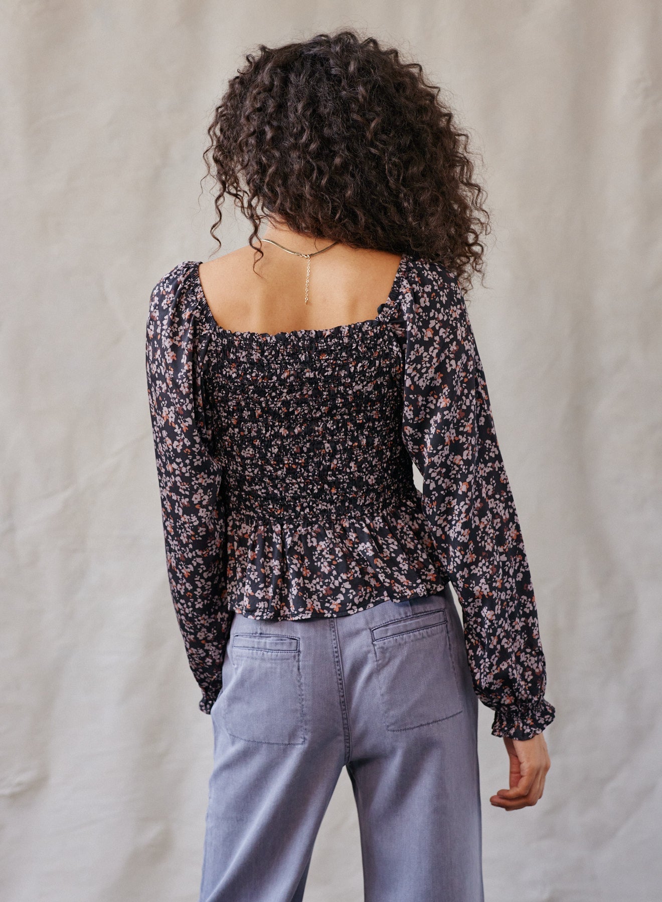 Paisley Long Sleeve Smocked Top | Autumn Floral Print