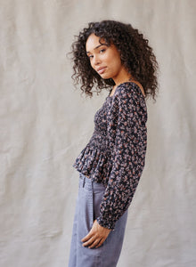 Paisley Long Sleeve Smocked Top | Autumn Floral Print