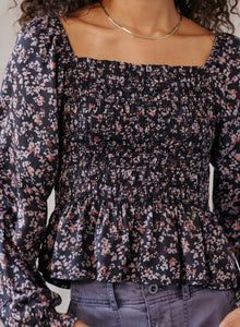 Paisley Long Sleeve Smocked Top | Autumn Floral Print